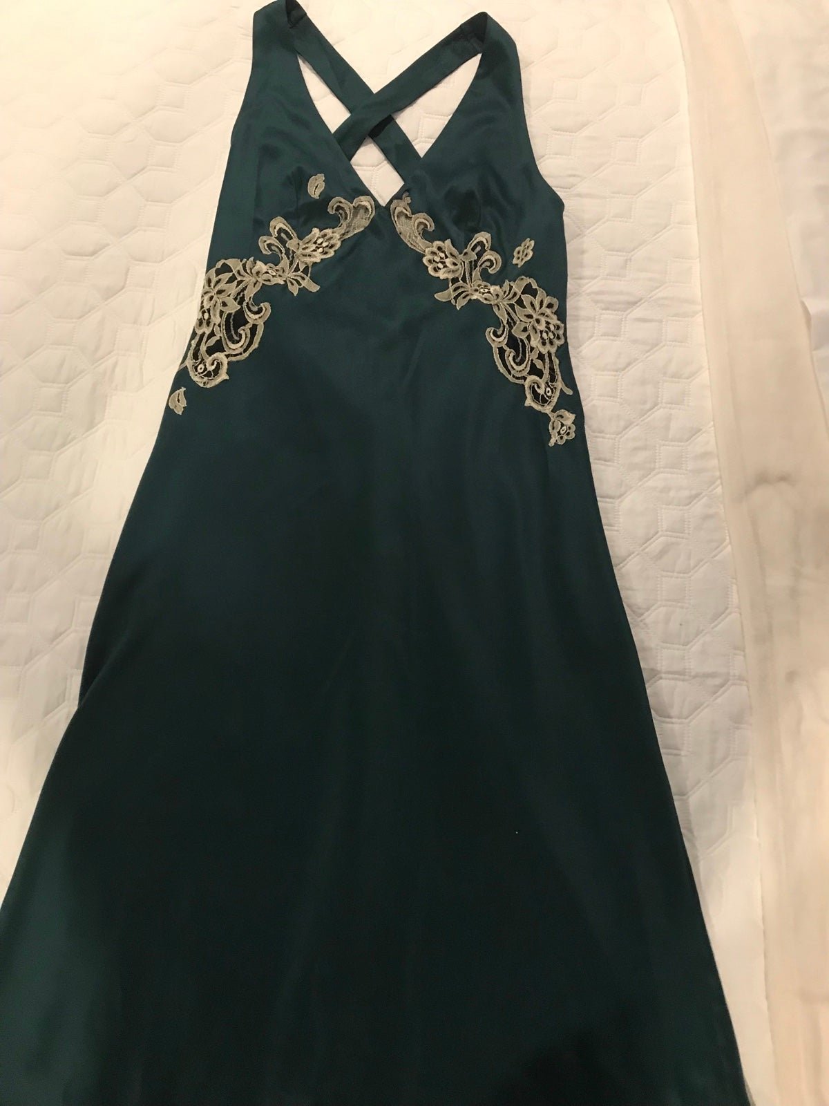 Vintage Natori Dark Green Long Slip Dress/Night gown