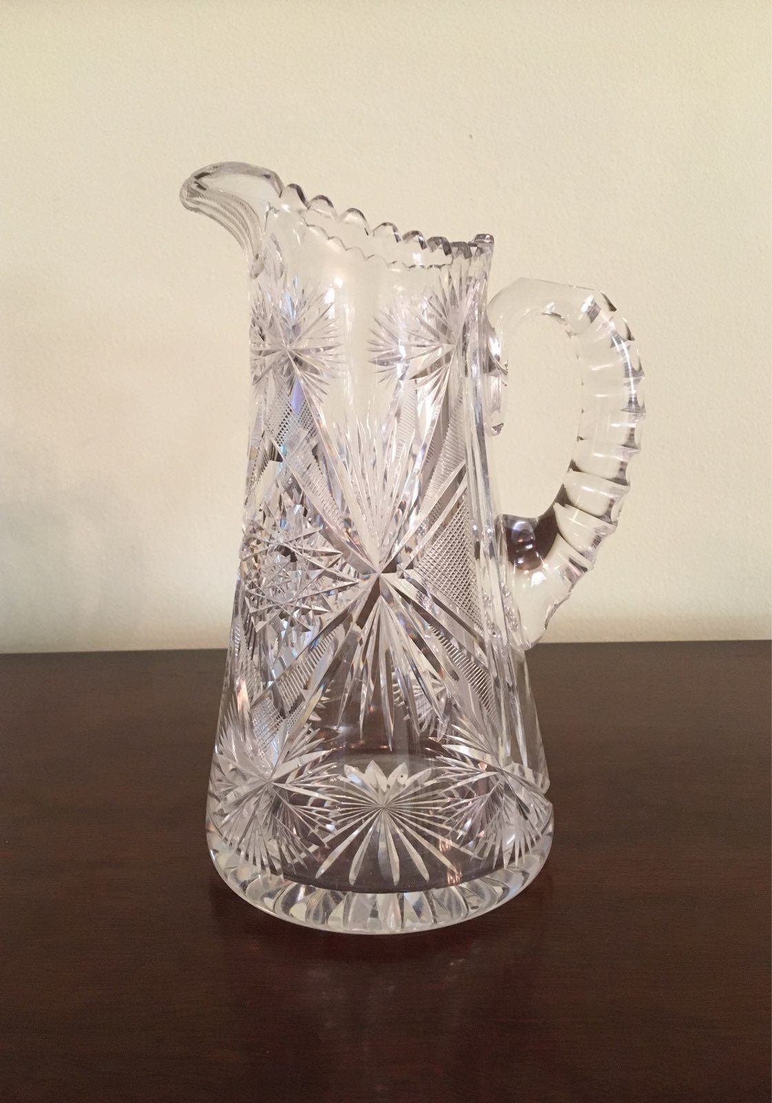 Antique Brilliant Crystal Large Pitcher