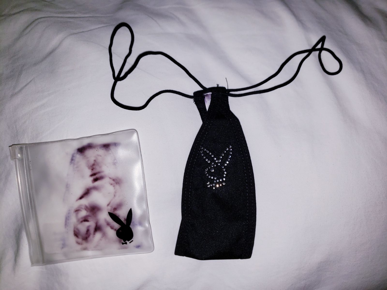 Authentic playboy rhinestone thong