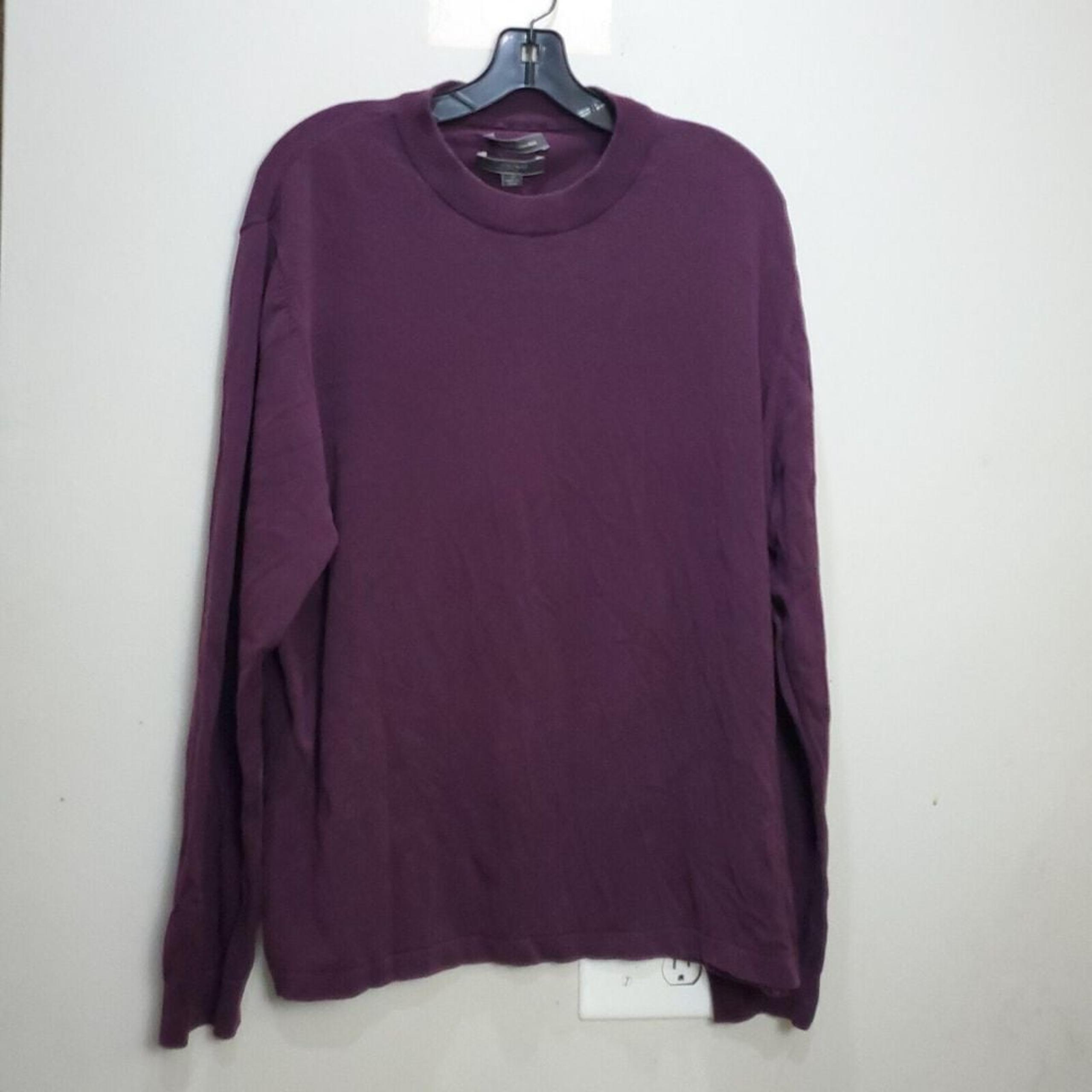 Cezani Silk Sweater Womens XL RoundNeck Oatmeal Tight Knit Italian Purple Solid