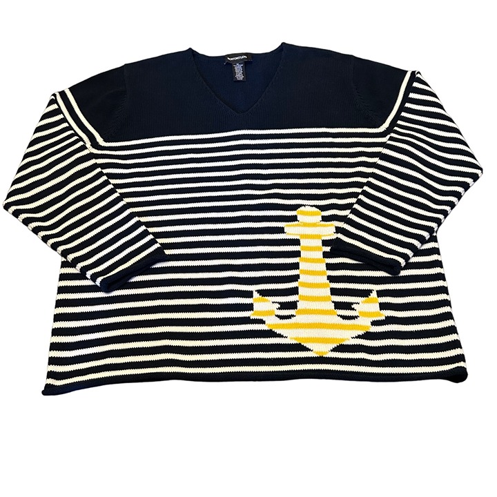 Vintage Norton Studio Nautical Novelty Thick Knit Striped Sweater