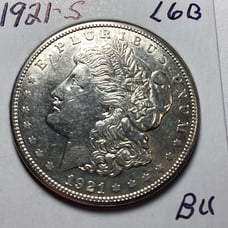 1921-S Morgan Silver Dollar in BU Condition