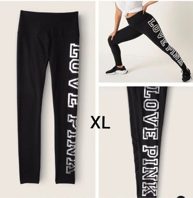SZ XL VS PINK SILVER FOIL SHINE LEGGINGS