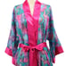 Vintage Victoria's Secret Gold Label Metallic Watercolor Floral Pink Satin Robe