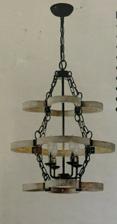 NEW Vintage Industrial Rustic Wooden Hanging Chandelier Kitchen Foyer Farmhouse