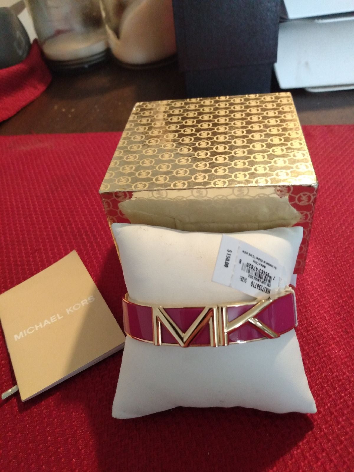 Michael Kors Pink Gold Logo Bracelet New