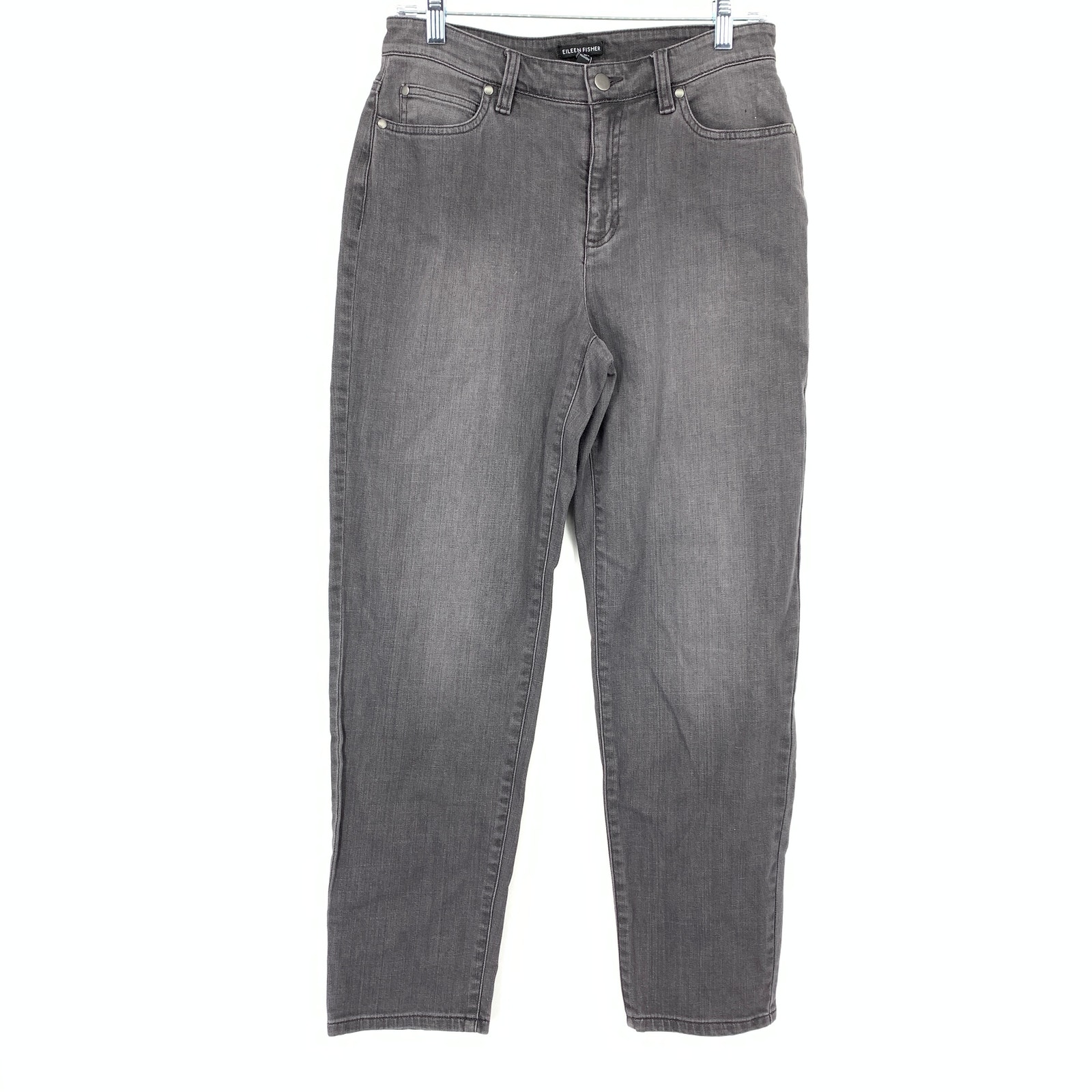 Eileen Fisher Tapered Leg Jeans Womens Size 8P Gray Wash Denim