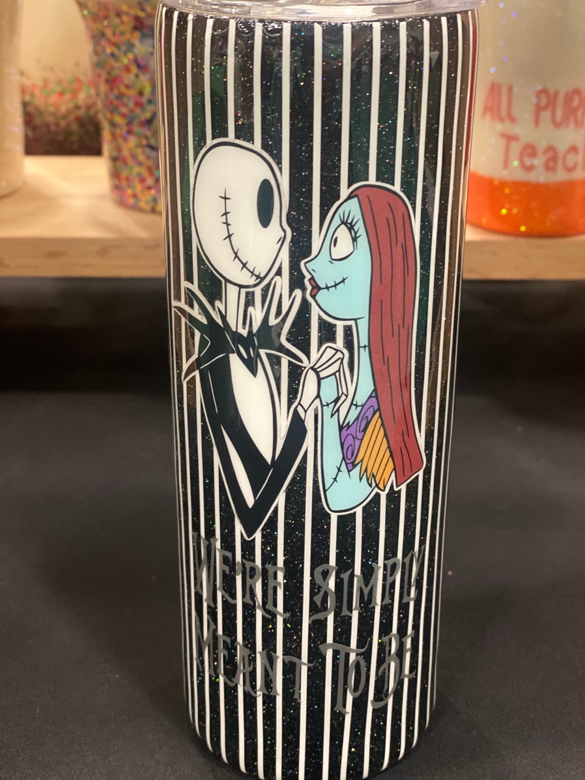 Nightmare before Christmas Valentine 20oz Stainless Tumbler Glitter