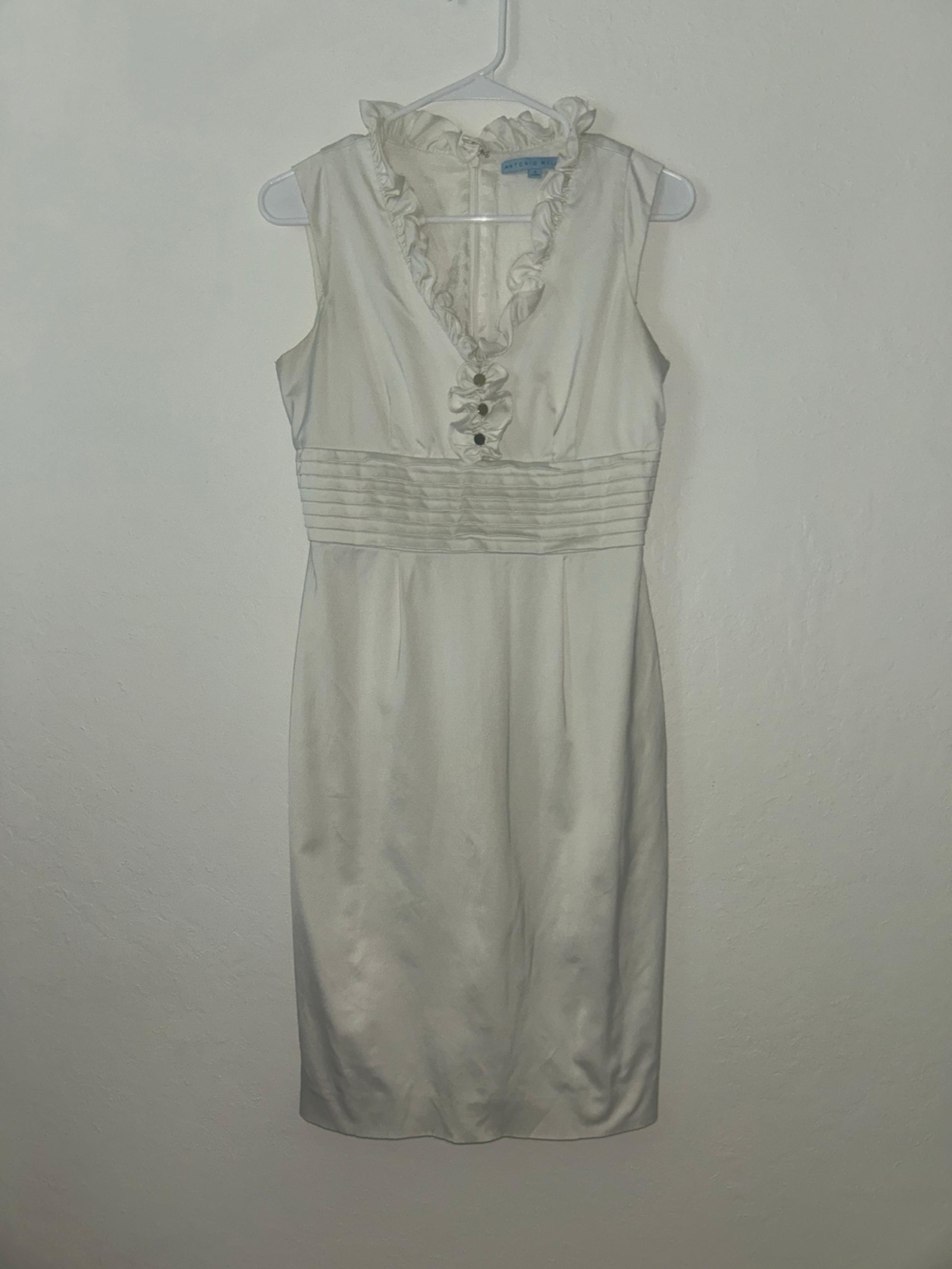Antonio Melani Ivory Ruffle Neck Sheath Dress