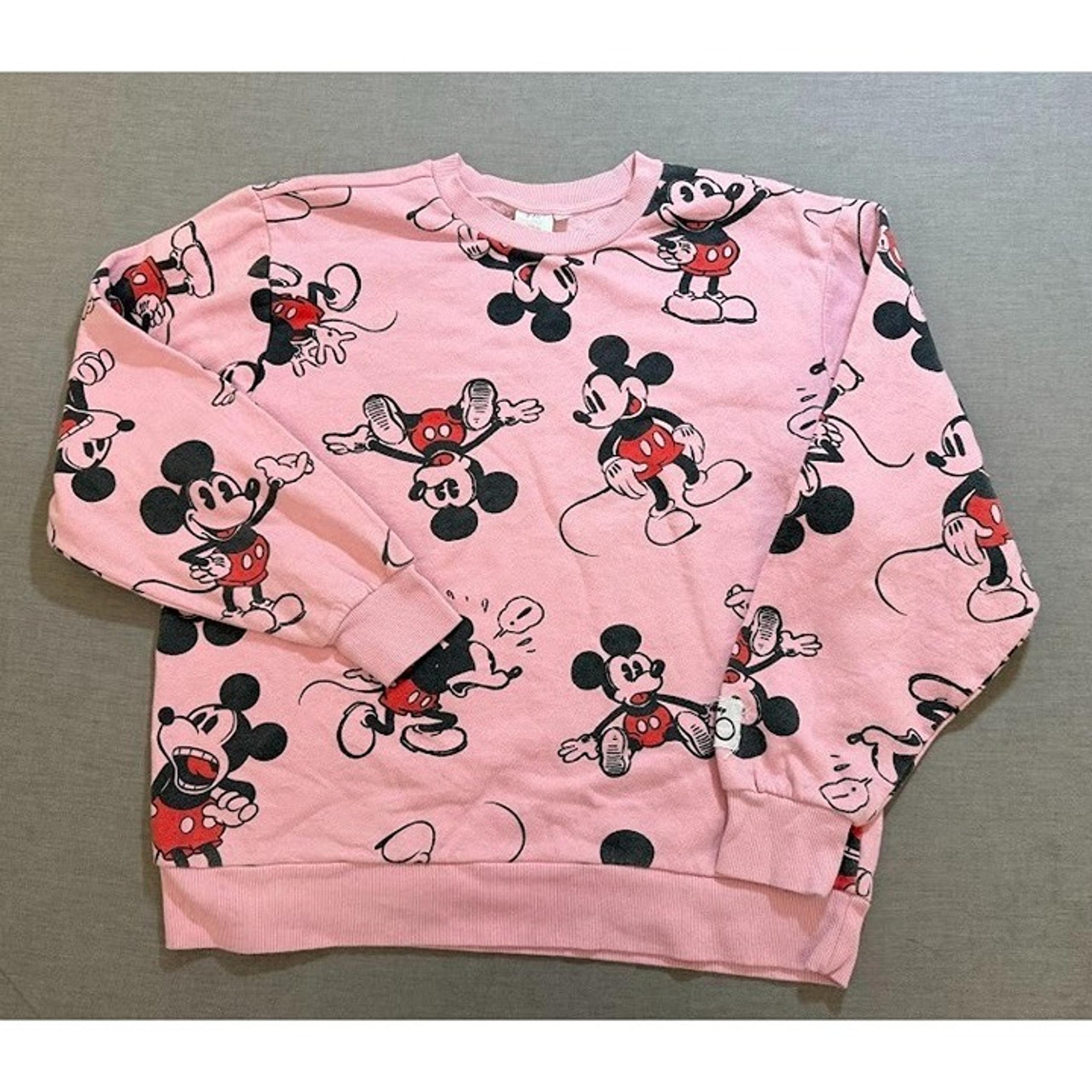 Disney 100 Mickey Mouse Sweatshirt Womens L Pink All Over Logo Long Sleeve.