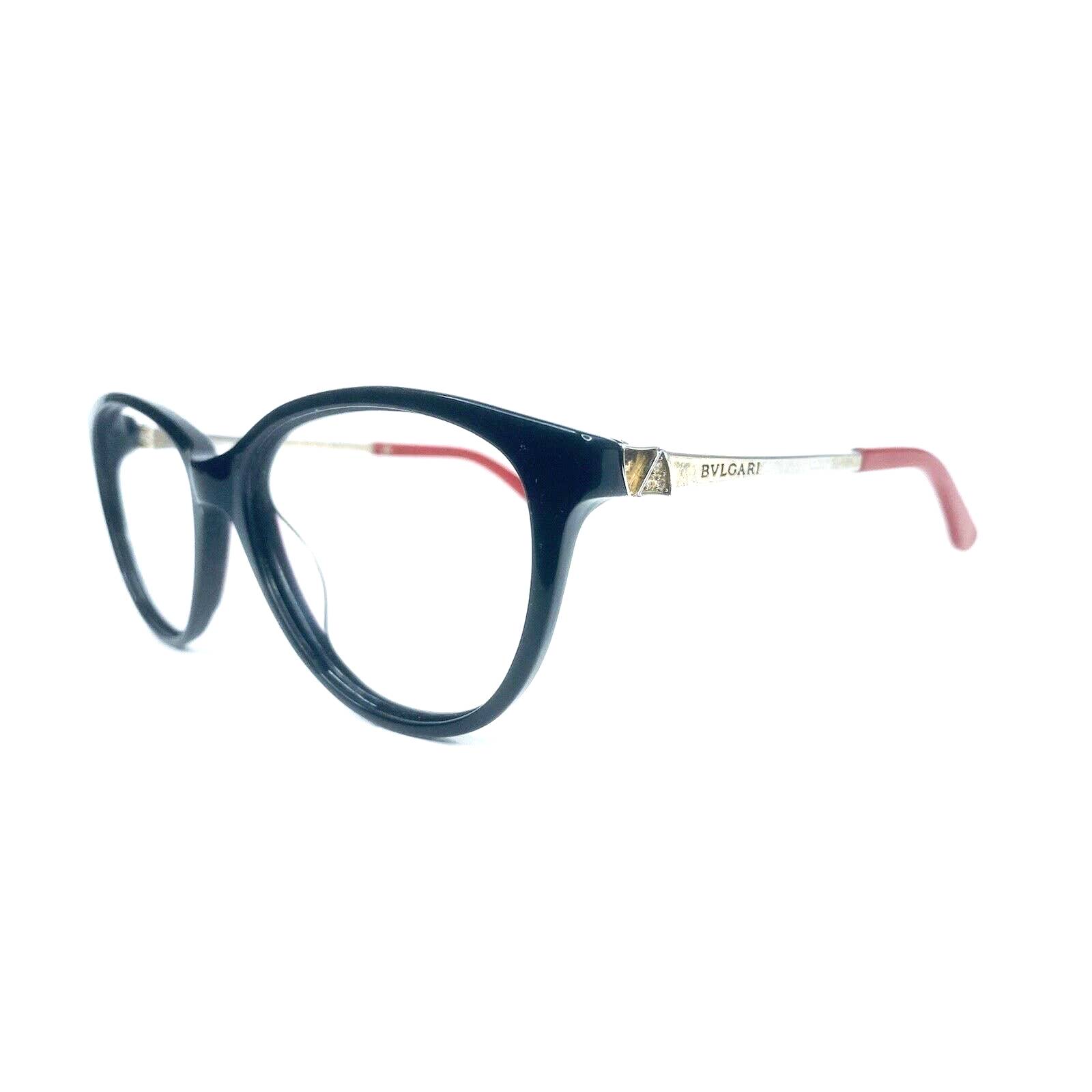Bvlgari Black Acetate Wayfarer Glasses W Gold Temples BC4168 53 17 140