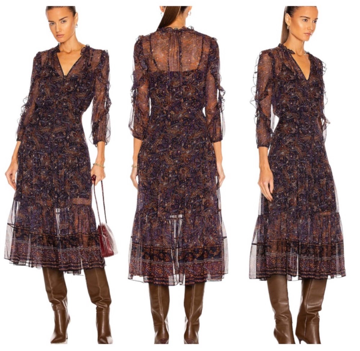 Half-Price Sale - VERONICA BEARD Sabina Silk Midi Dress Sz 6 - Closeout:£154[hoWomen_2155418ua]