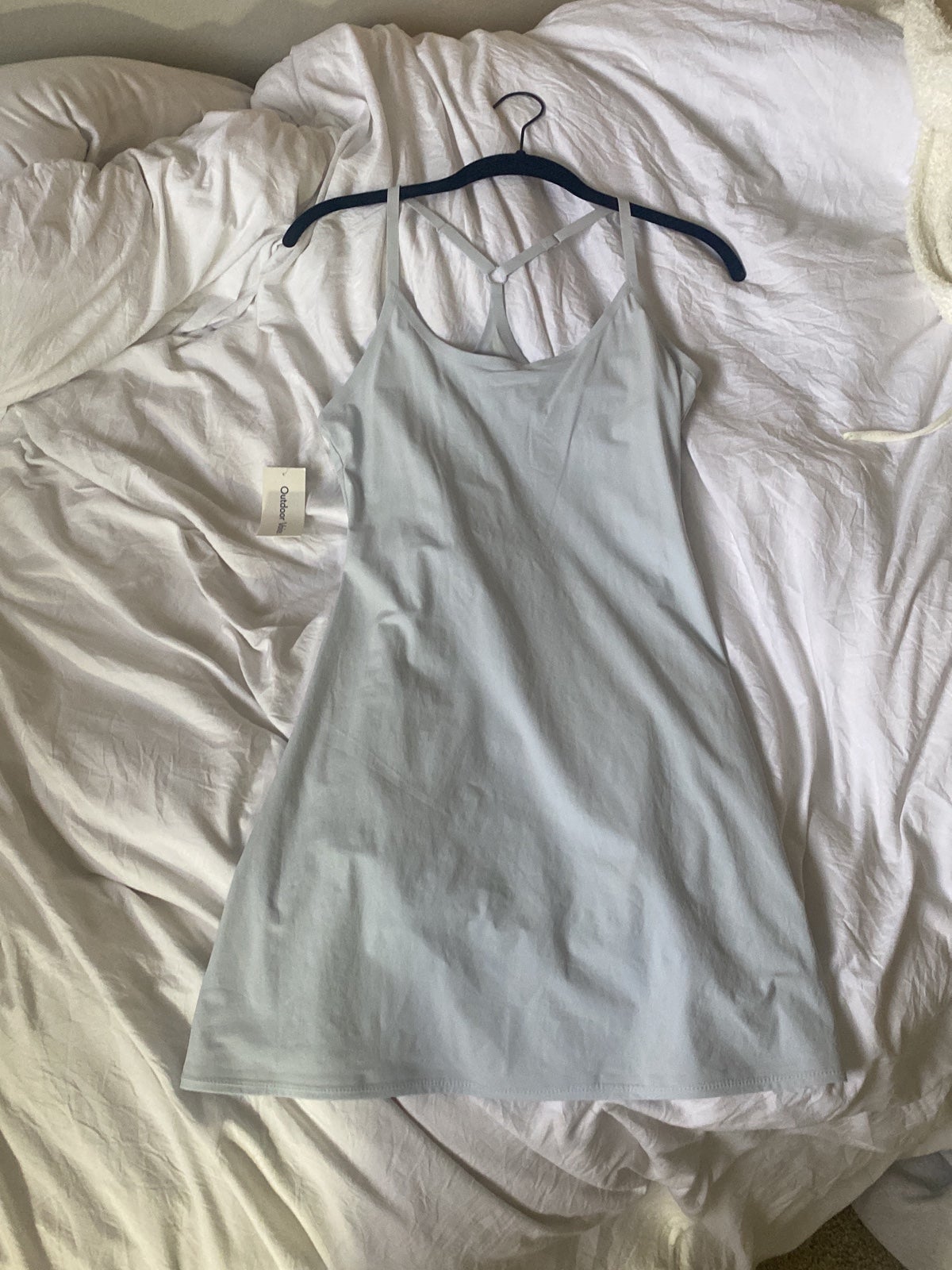 outdoor voices dusty blue excercise dress
