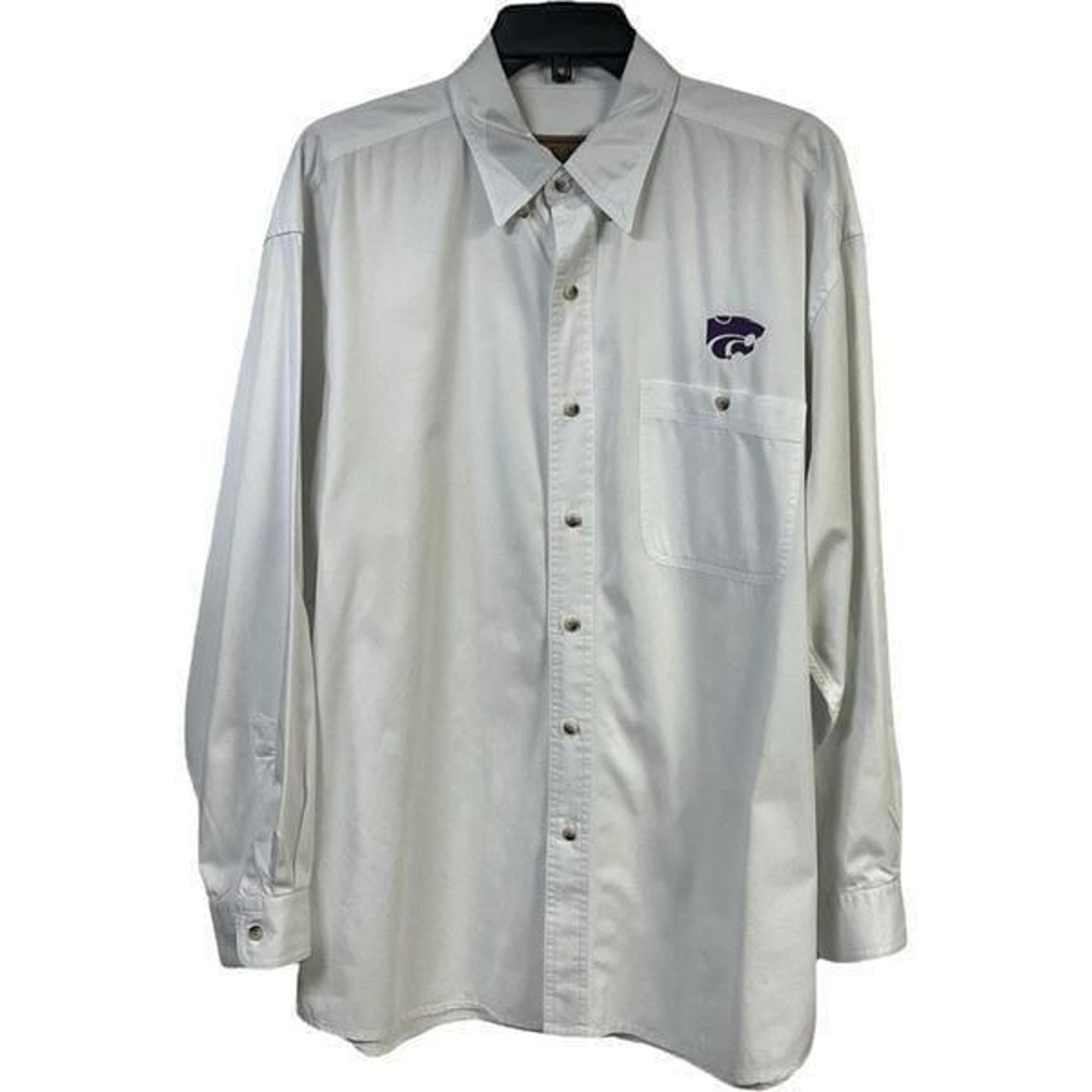 GEAR for Sports Mens White Long-Sleeve K-State Button Down Shirt Large