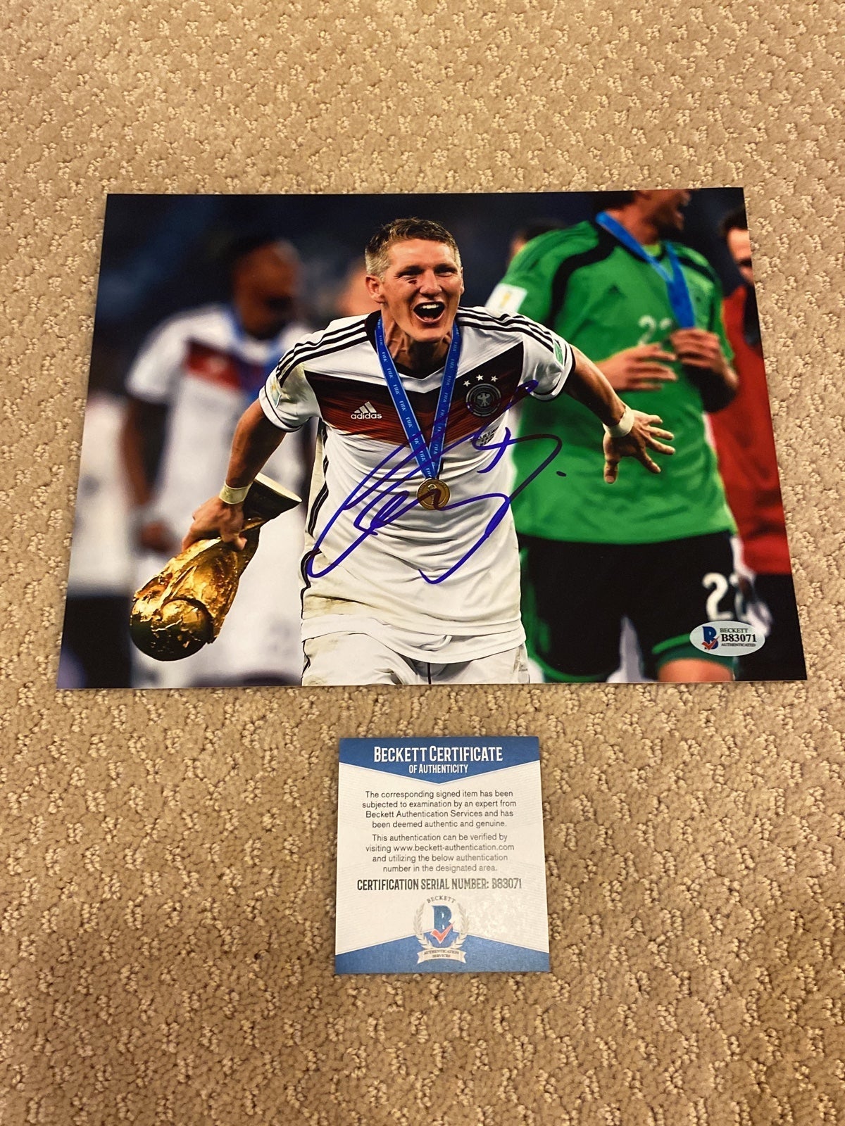 Signed Bastian Schweinsteiger Photo - Germany 8x10 Beckett BAS