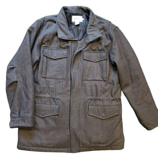 J. Crew Coat Men's Large Green Army Insulated Wool Pockets Warm Winter