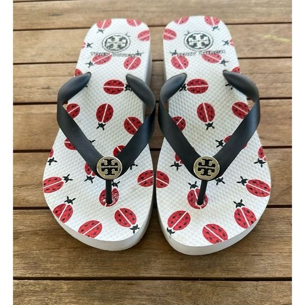 Tory Burch Wedge Lady Bug Thing Flip Flops 8