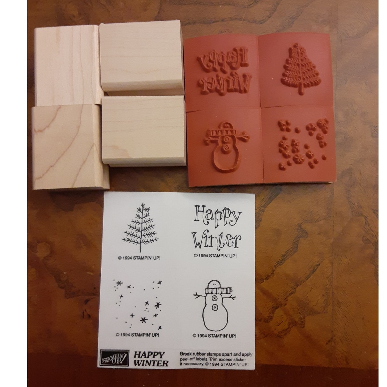 Stampin' Up Rubber Wood Stamps Happy Winter 1994