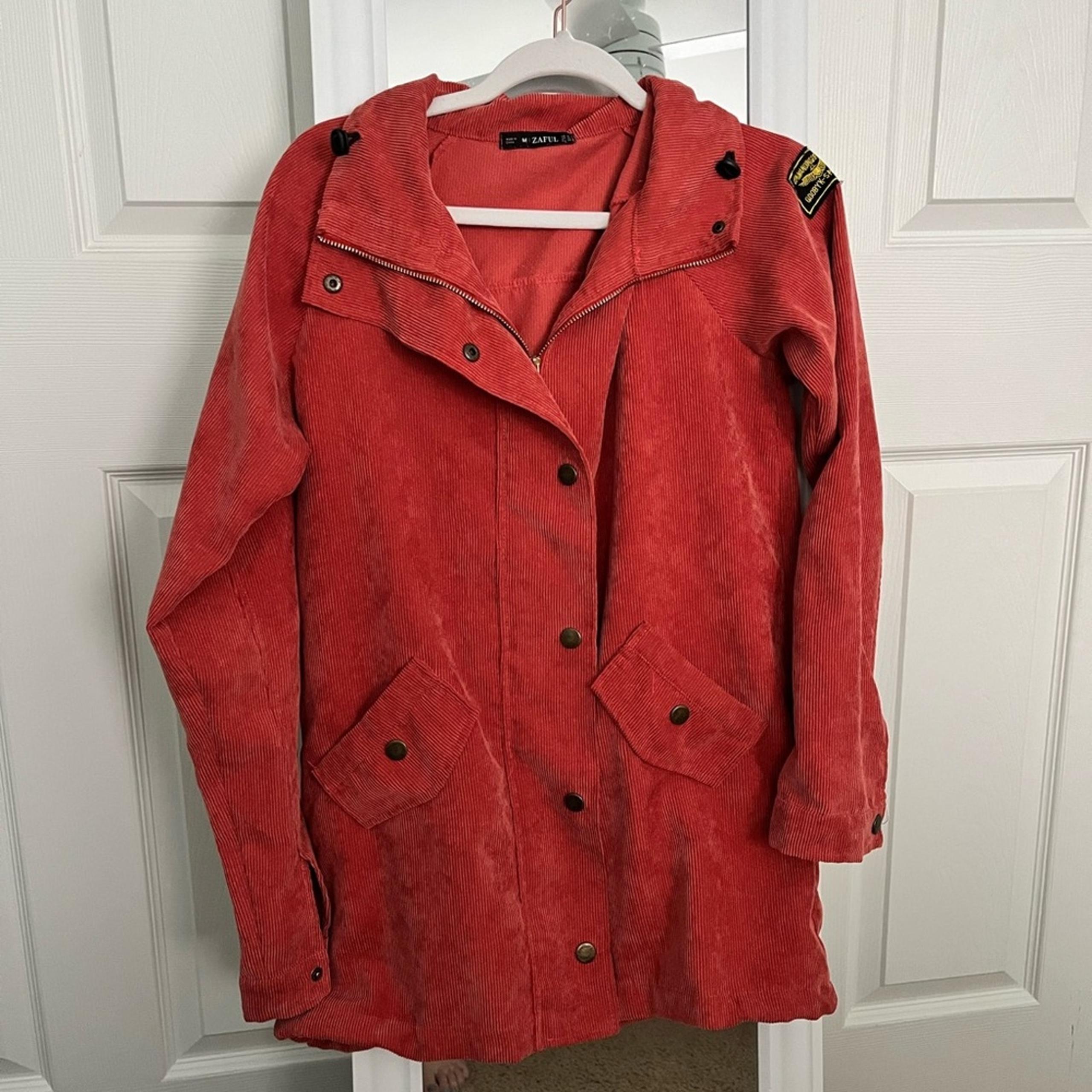 Zaful ribbed burnt orange zip up jackets size medium