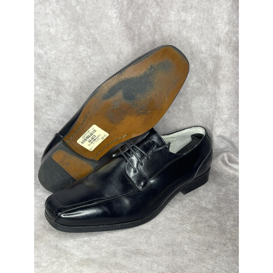 Stacy Adams Mens Hobart 24284-01 Size 12W Black Leather Oxford Dress Shoes