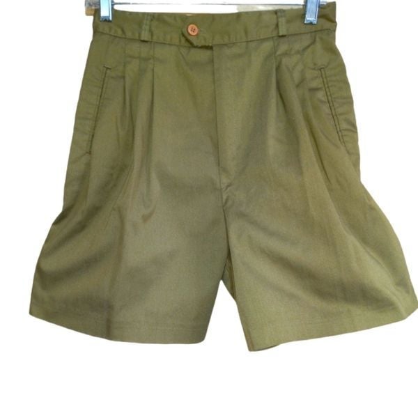 Vintage 70s Casual Corner olive green cotton blend high waisted Mom shorts,szS-M