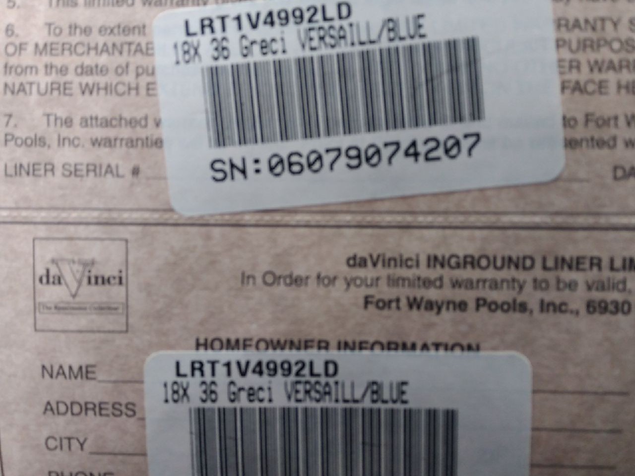 Inground pool liner