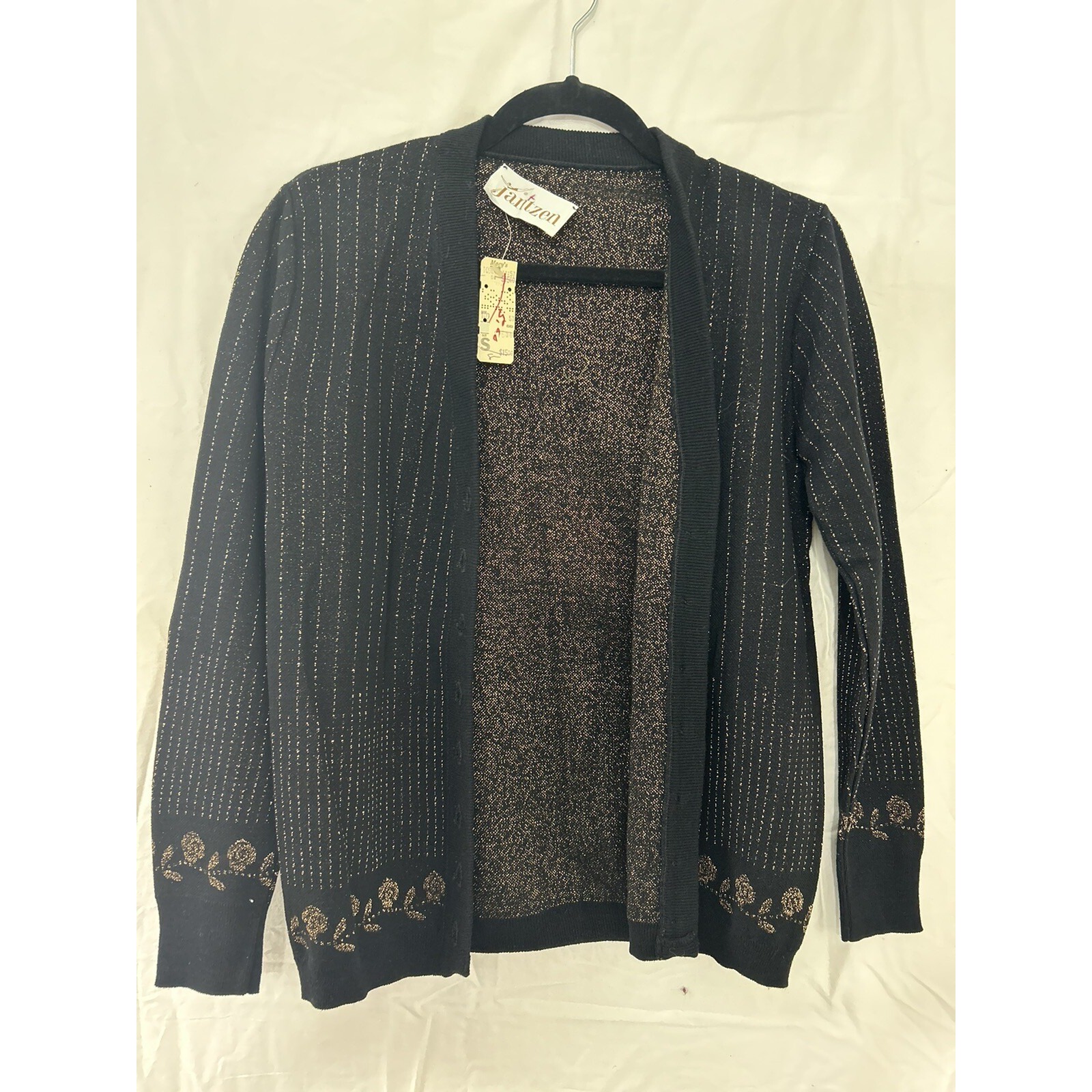 VINTAGE Jantzen Cardigan Women S Black Metallic Embroidered Stretch New W Tags