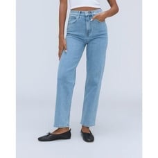Everlane Womens Light Indigo Straight Leg Way High Jean Plus Size 34