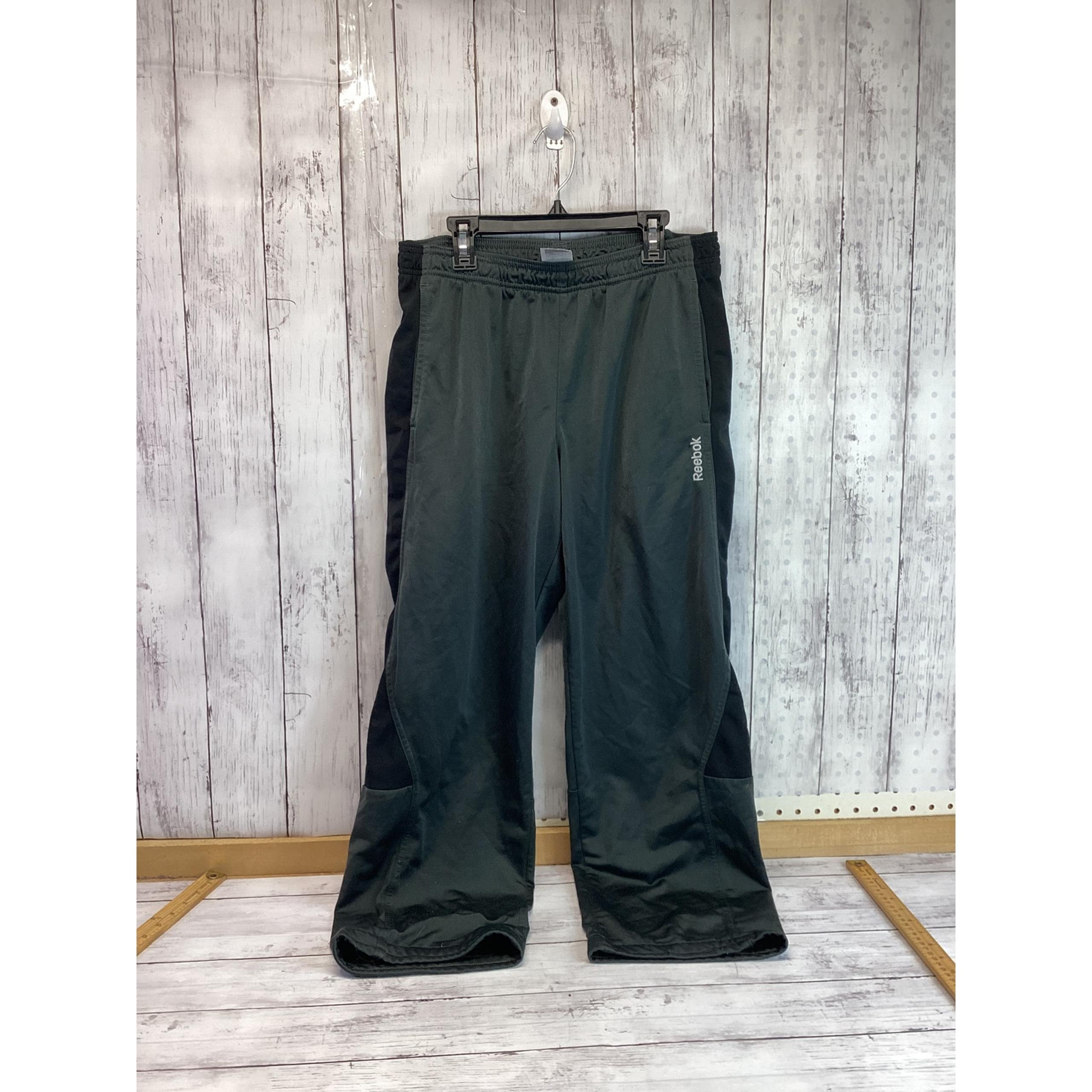 Reebok Men's Mesh Lined Black Baggy Parachute Tapered Windbreaker Pants Medium