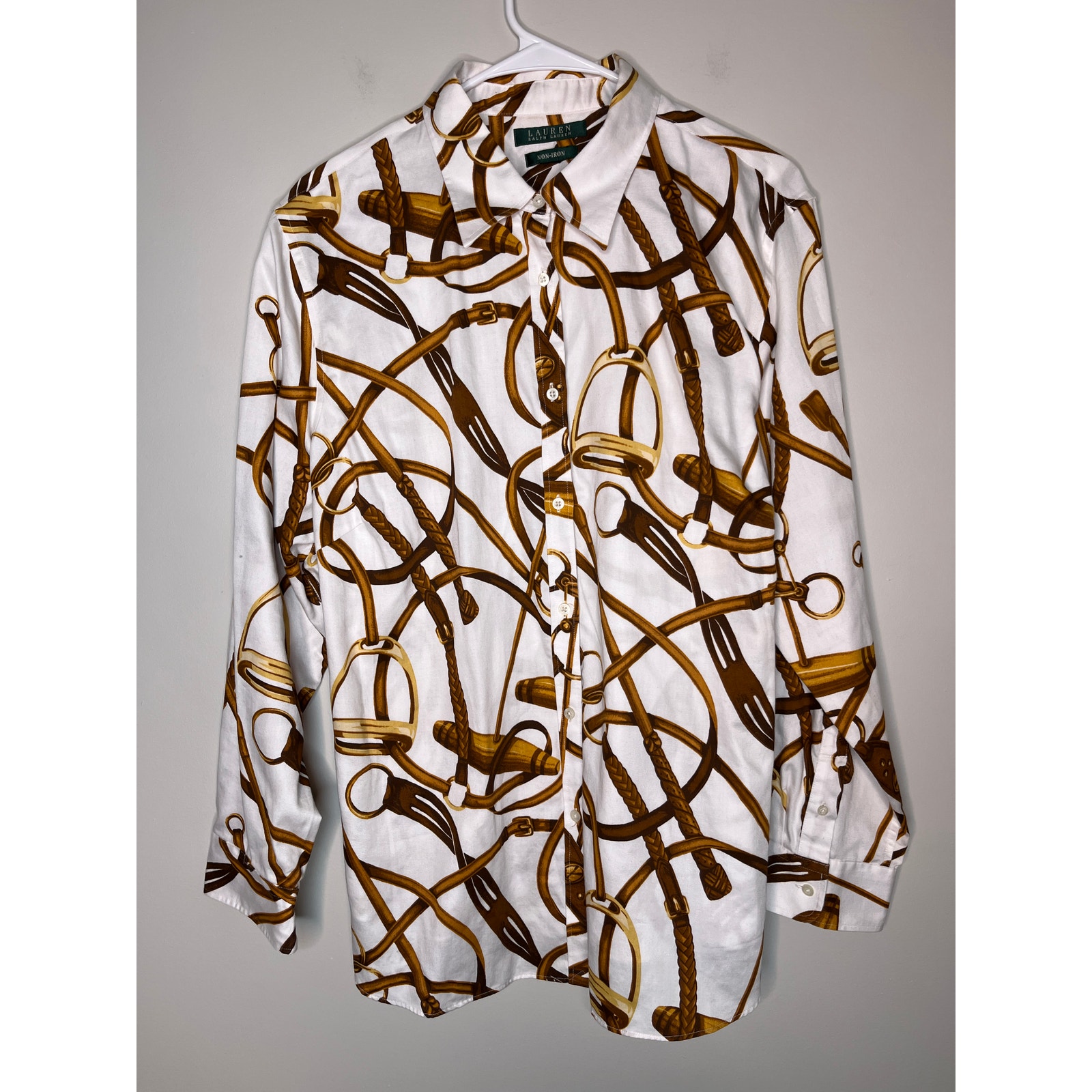 Lauren Ralph Lauren Twee Horses Equestrian Old Money Brit Bridle Mallet Shirt 3X