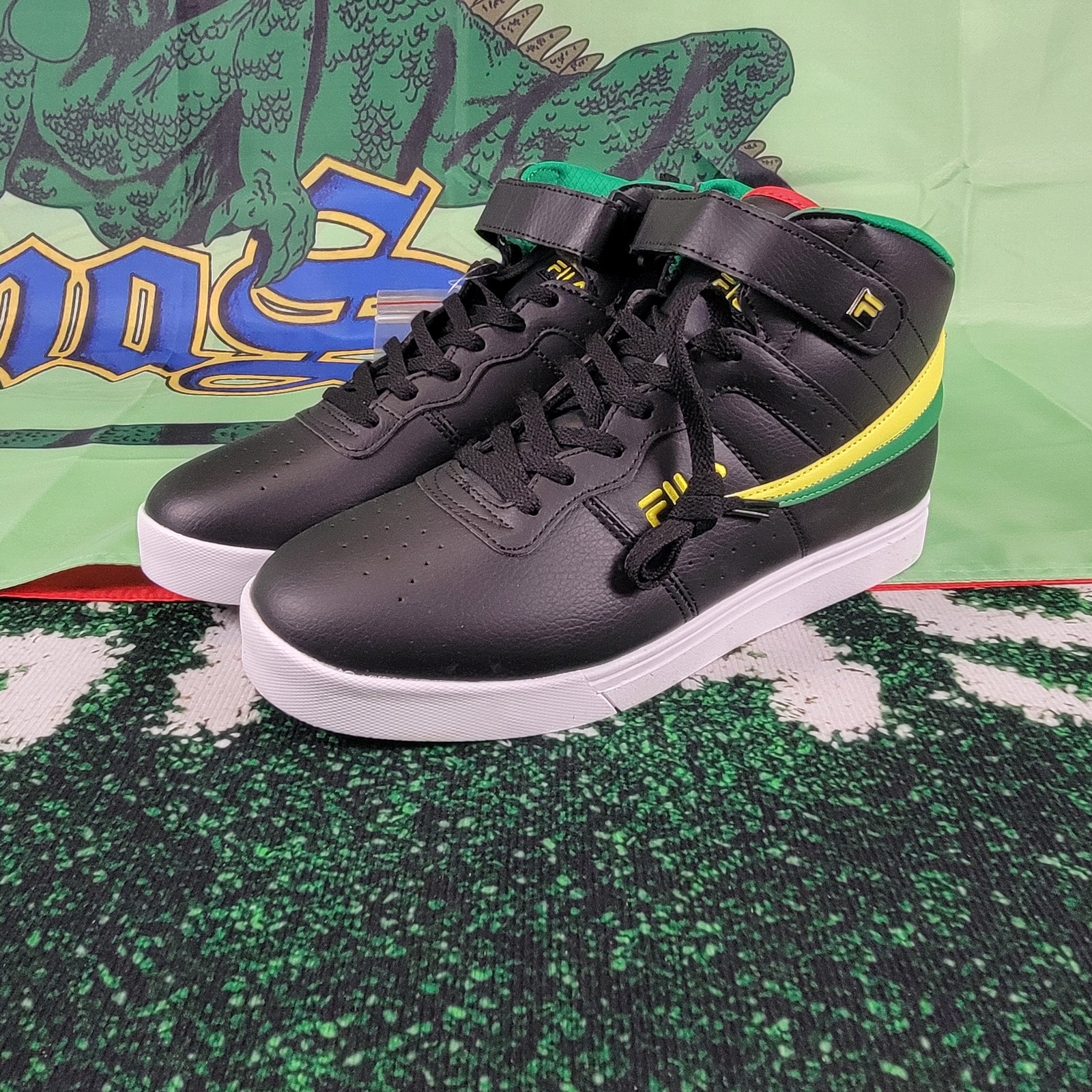 FILA Vulc 13 Mid Black/Yellow/Green/Red Mens Sz 12
