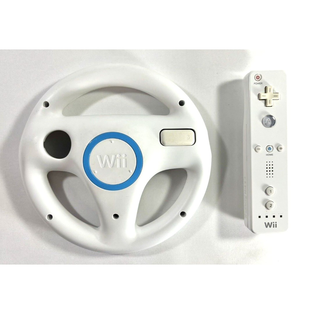 Wii Mario Kart Racing Steering Wheel With Wii Remote Controller RVL-003 Tested