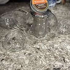 Glass Teapot Set with 4 Double Wall Teacups & Removable Stainless Steel Infuser