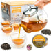 Glass Teapot Set with 4 Double Wall Teacups & Removable Stainless Steel Infuser
