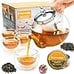 Glass Teapot Set with 4 Double Wall Teacups & Removable Stainless Steel Infuser