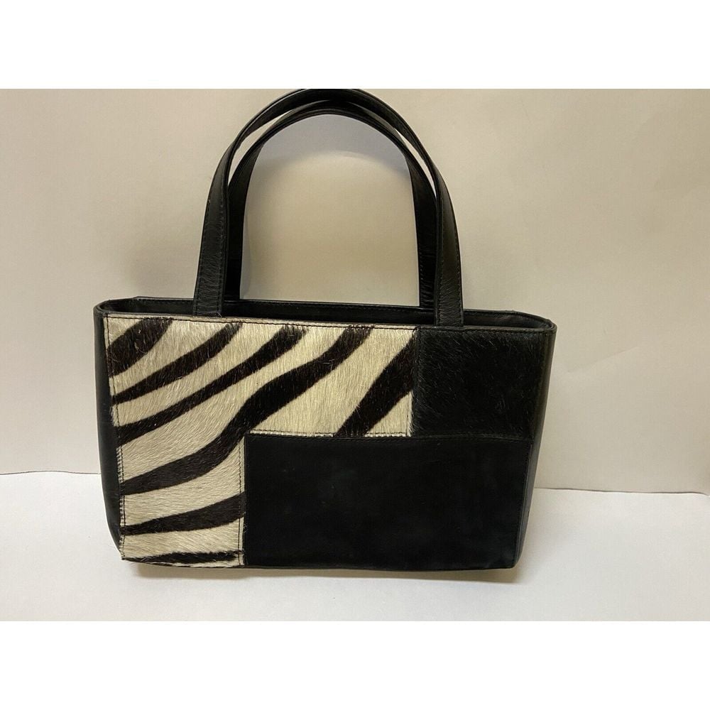 Kenneth Cole Handbag Black Zebra Leather Cowhide Purse