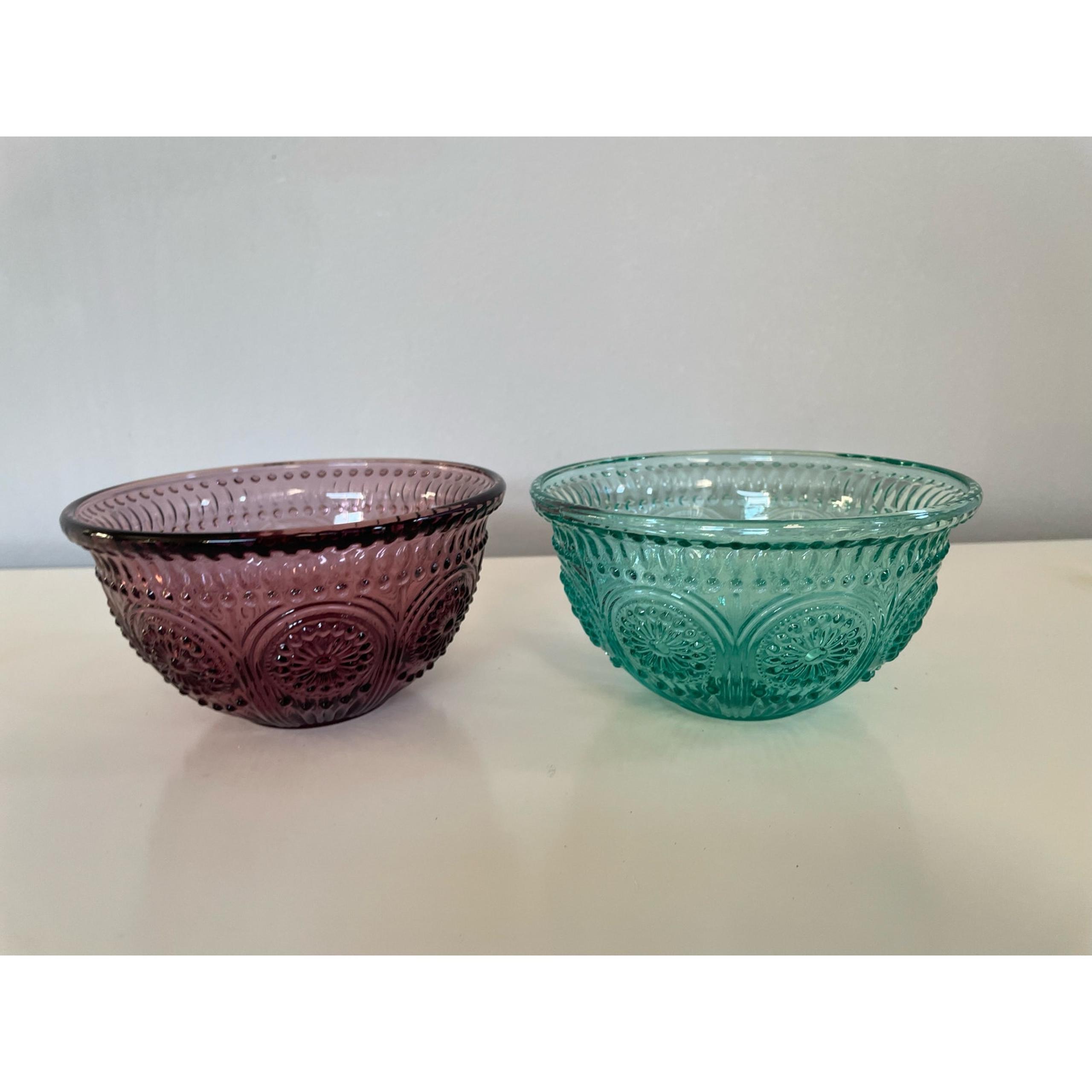The Pioneer Woman 5" Adeline Embossed Glass Dessert Bowl ~ Plum Purple Fancy