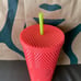 Starbucks Tumbler Dragonfruit Studded - Glossy Coral Pink Bling - Venti 24oz