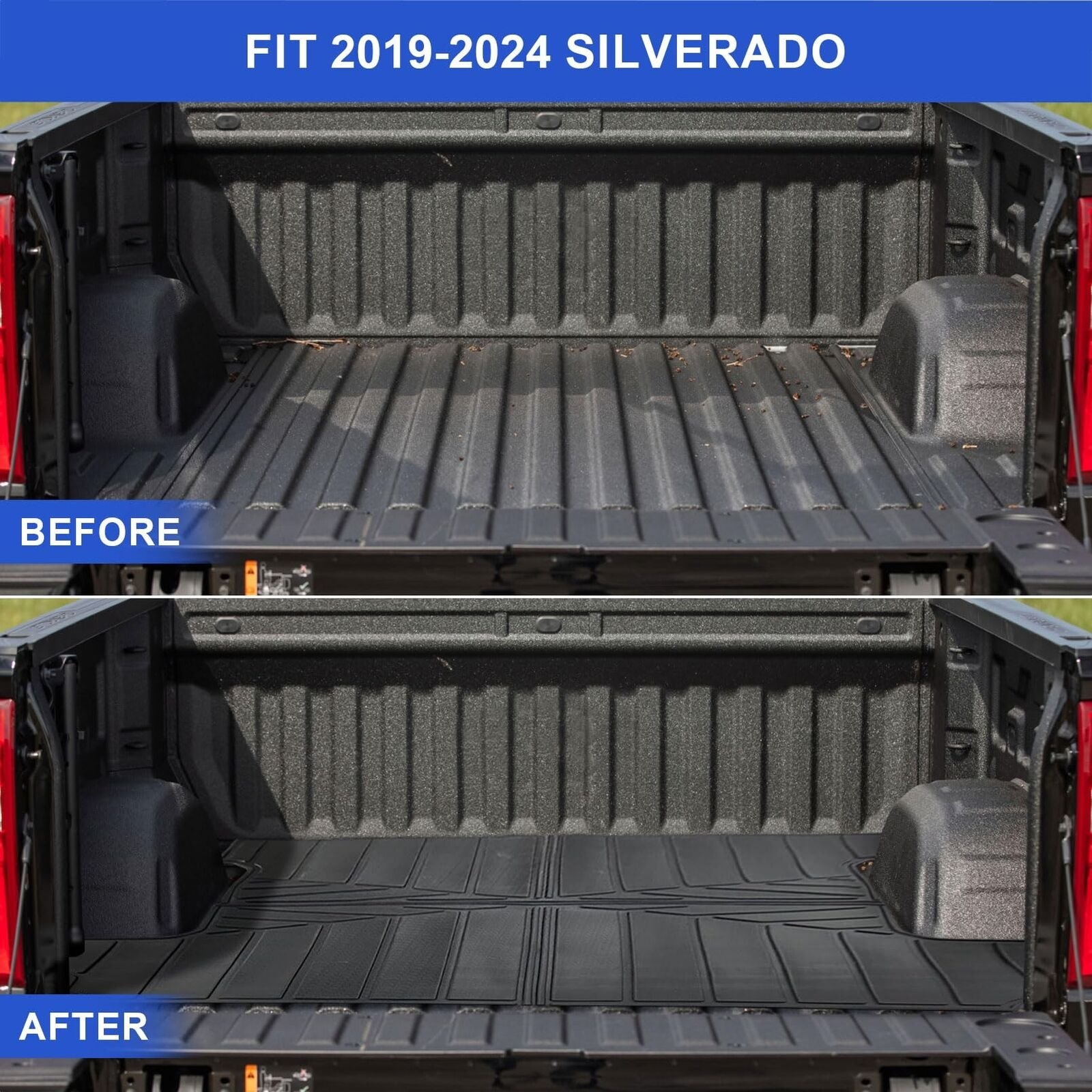 Lanbos Truck Bed Mats Compatible with 2019-2024 Chevy Silverado 1500 & GMC