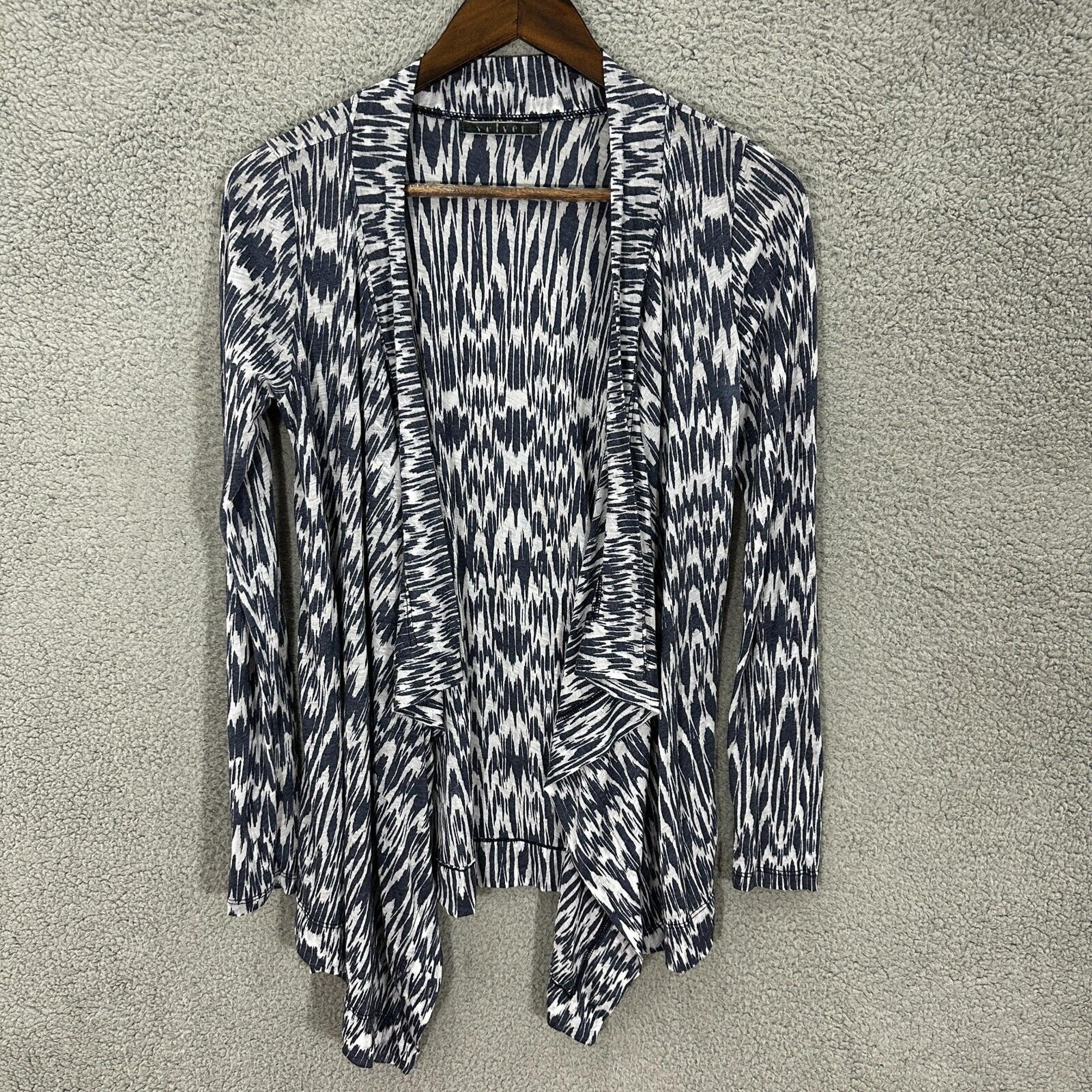 Velvet By Graham & Spencer Open Front Cardigan Women Small Geometric Lightweight