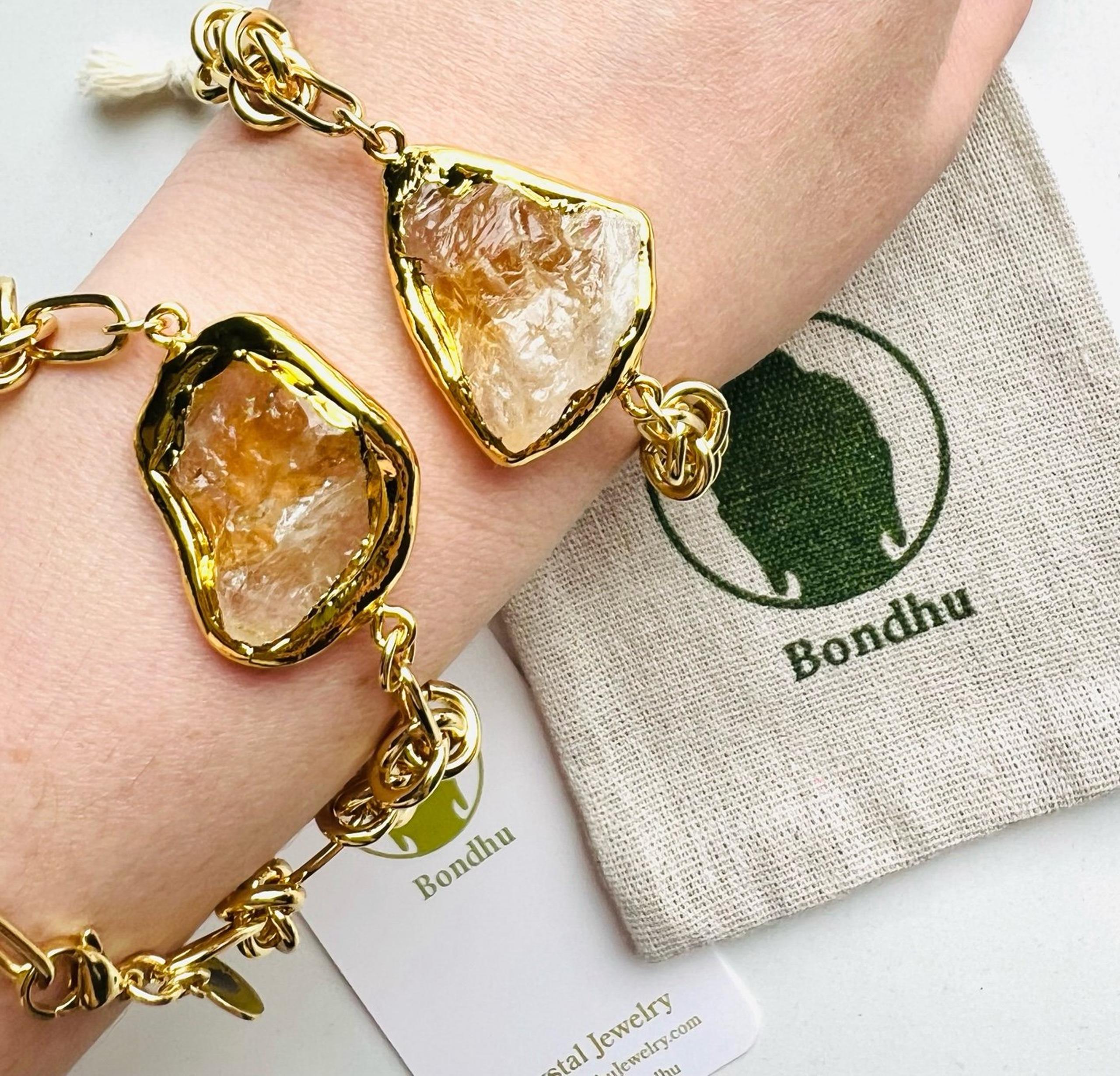 Citrine Chucky Paperclip Bracelet Gold