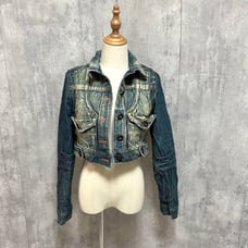 REDPEPPER Short Back Embroidery Vintage Denim Jacket