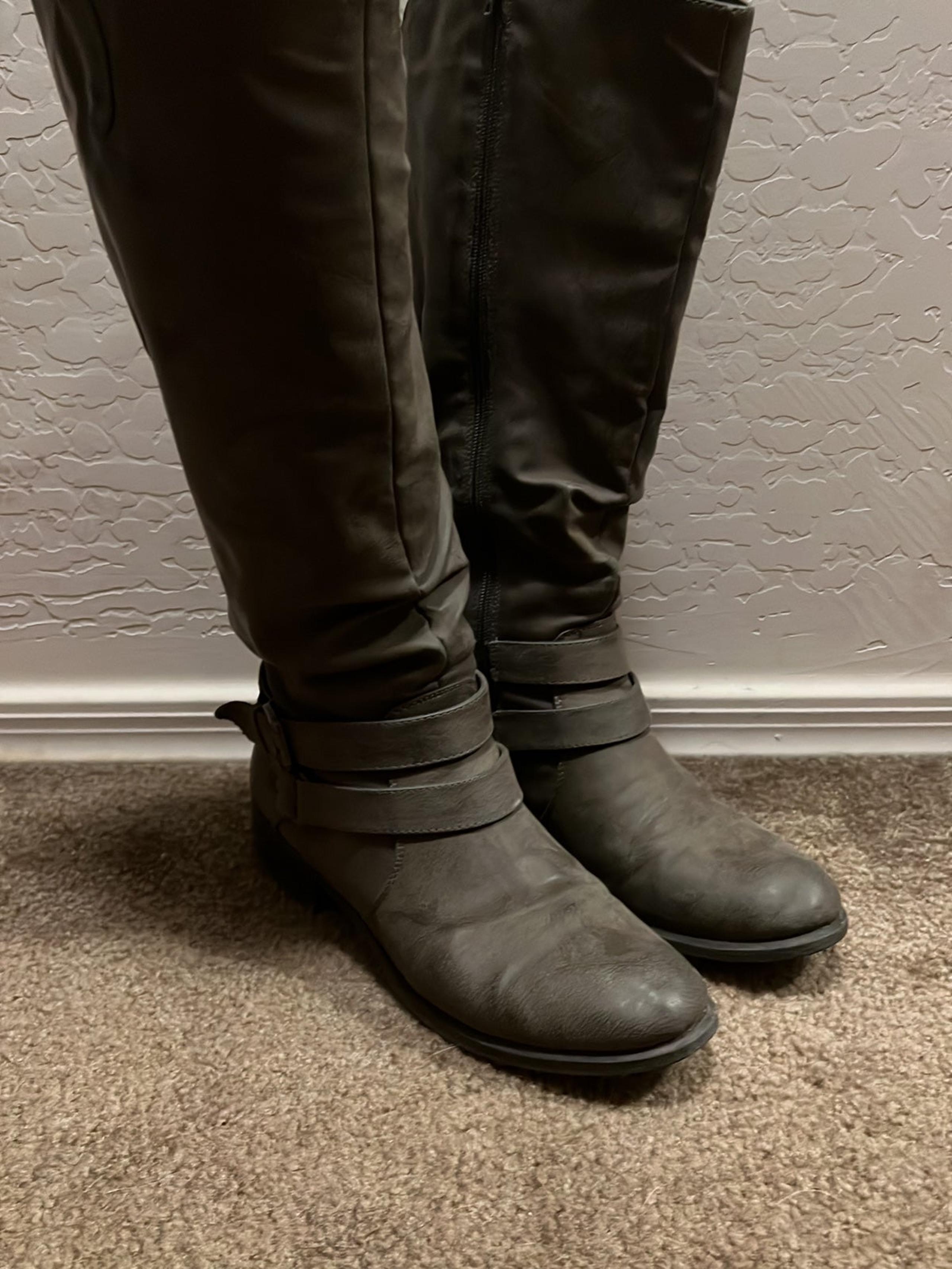 Grey tall boots