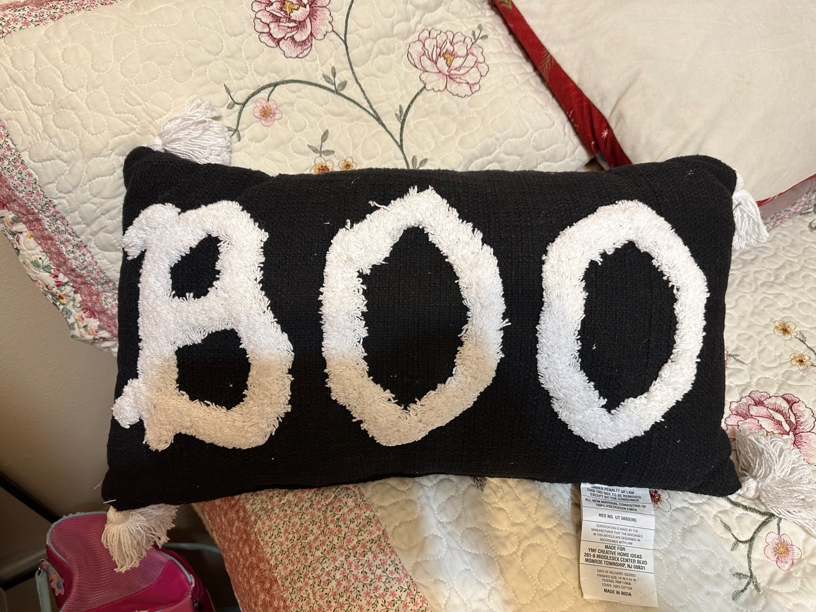 Halloween Boo throw pillow 14x24”