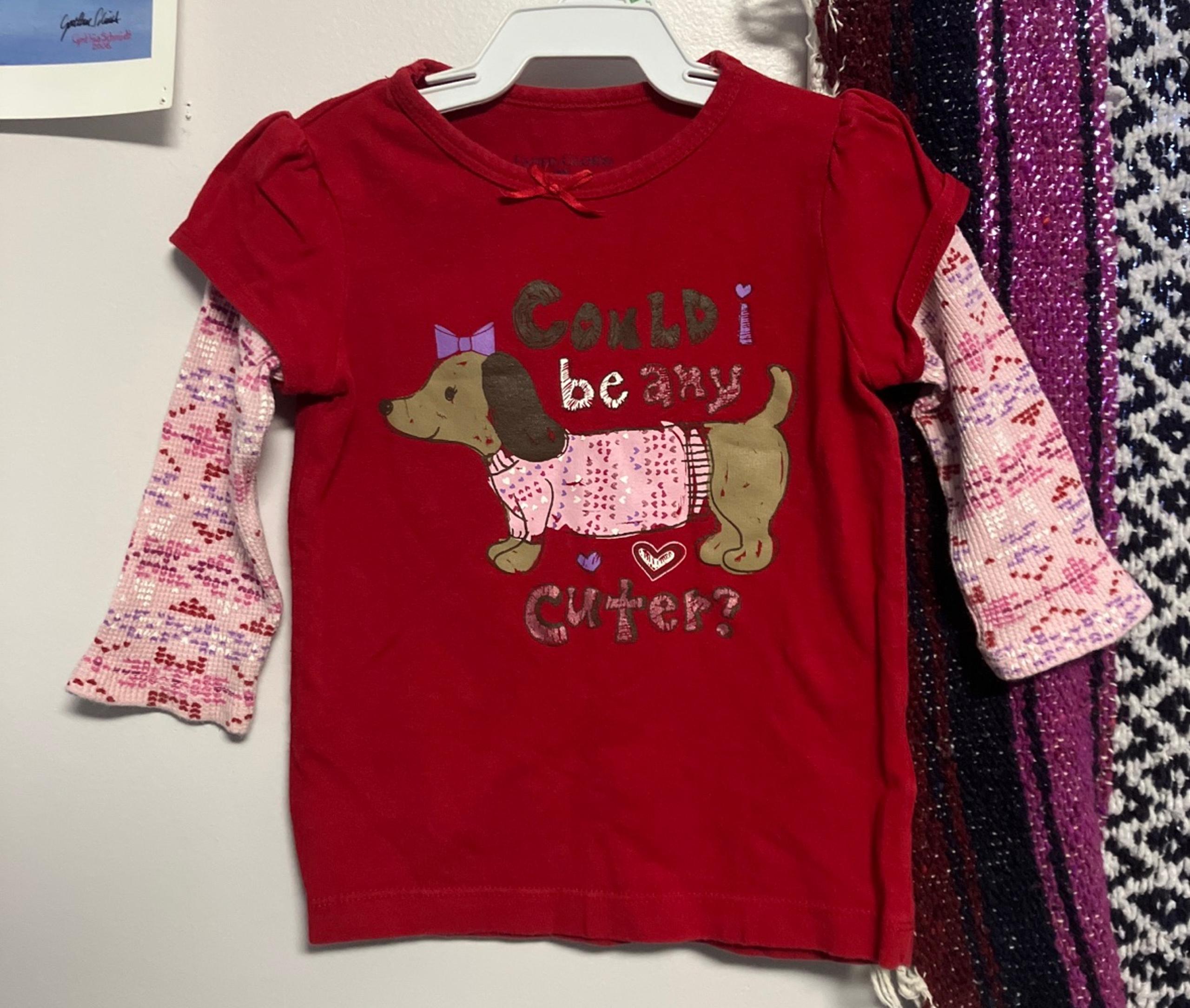 “Could I be any cuter” graphic tee with puppy in sweater