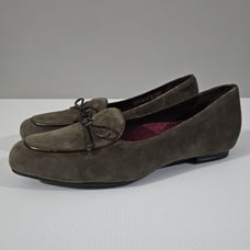 Munro Rossa Flat Slip On Loafer Sage Green Gray Suede Leather Shoe Size 9.5
