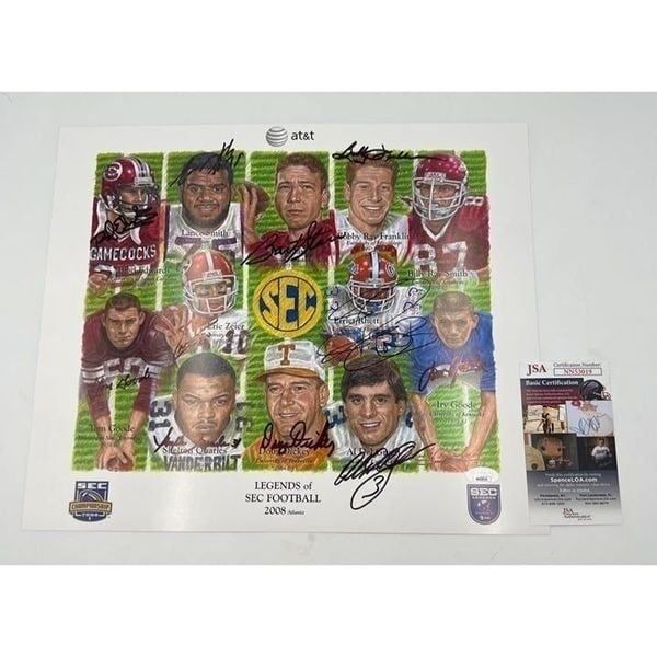 ographed Legends SEC Football 2008 Print Bart Starr 12 Signatures JSA COA