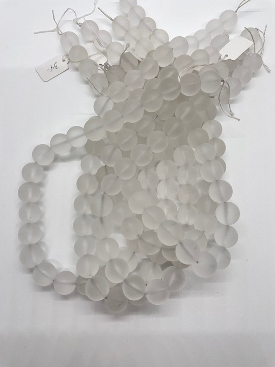 12mm Smooth Round Frosted Crystal Beads - one 16 strand
