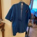 H.S.K. Creations Hisako Koga Patchwork Artsy Denim Kimono Blue Jacket Size Small