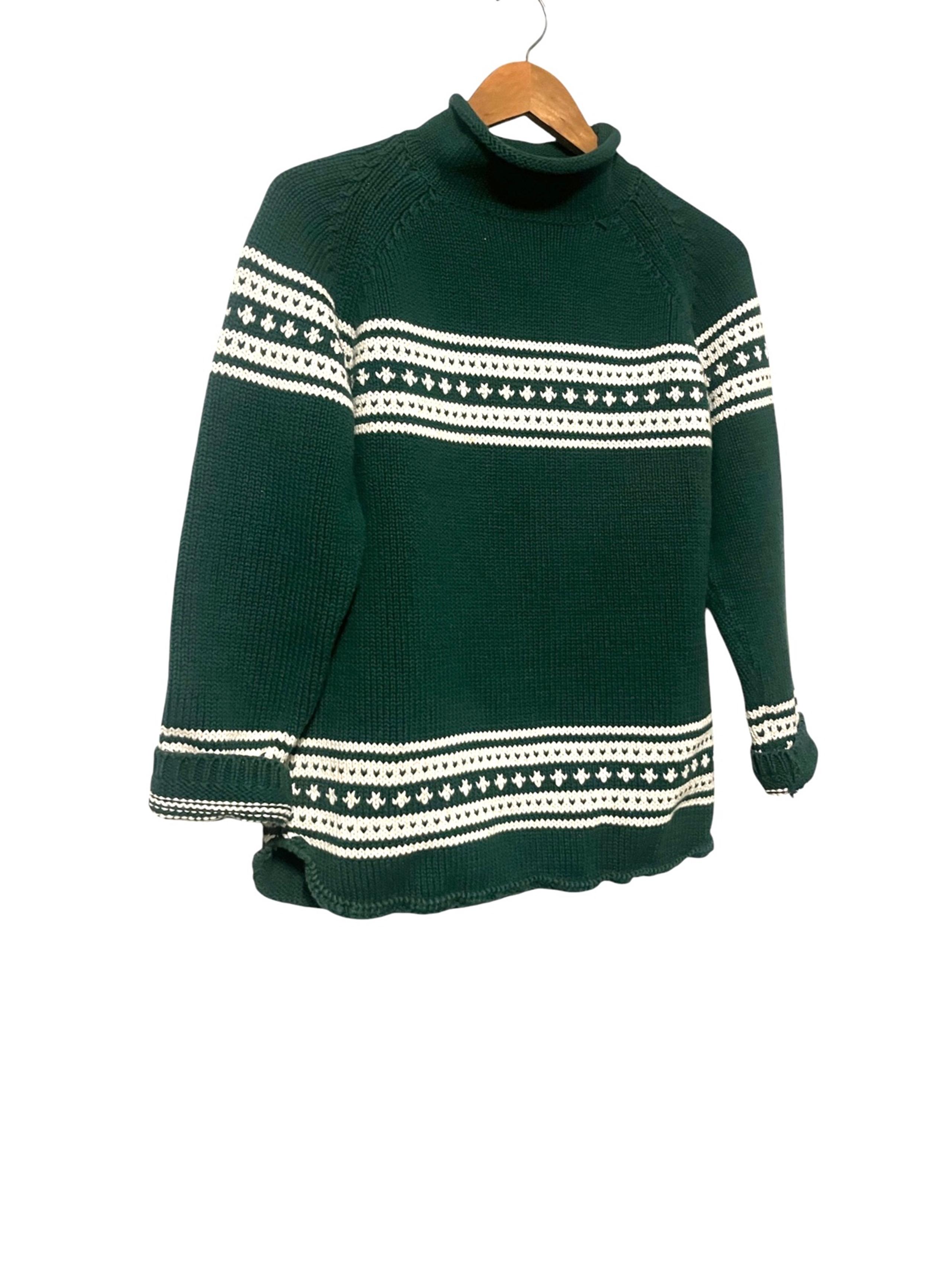 Eddie Bauer vintage 90s mock neck green sweater pullover